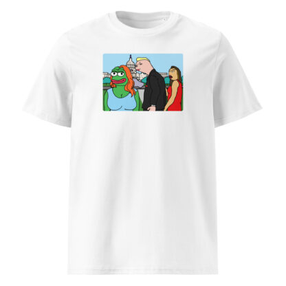 T-shirt featuring the Distracted Tremp meme, where Tremp is distracted by another Fottie while holding hands with one Fottie.